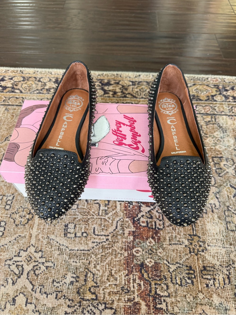 Jeffrey Campbell Black Studded Slip-On Loafers